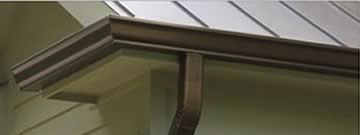gutters off of brown metal roof